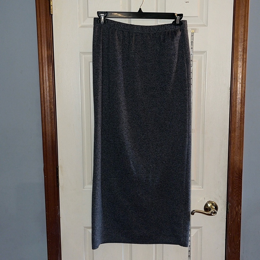 Eileen Fisher-M-gray Heathered-pull on, long, pencil, straight, Maxi skirt.